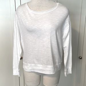 NWOT VINCE White 100% Pima Cotton Boatneck Long Sleeve T-Shirt XS